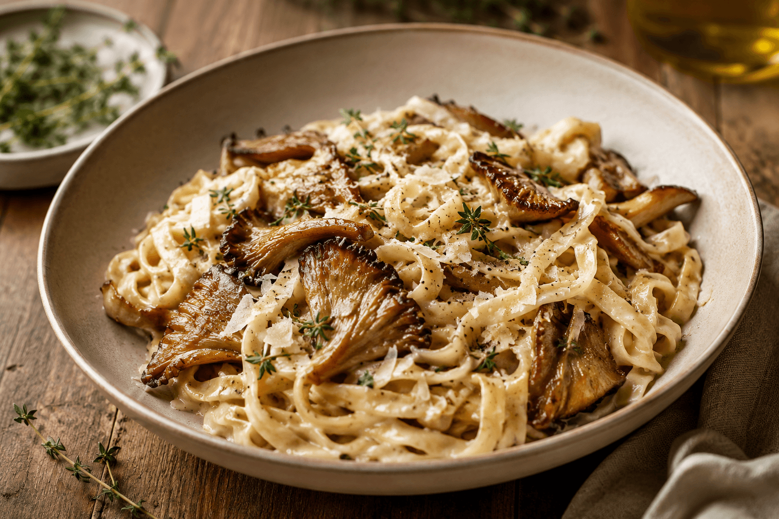 Forest & Cream — Oyster Mushroom Pasta