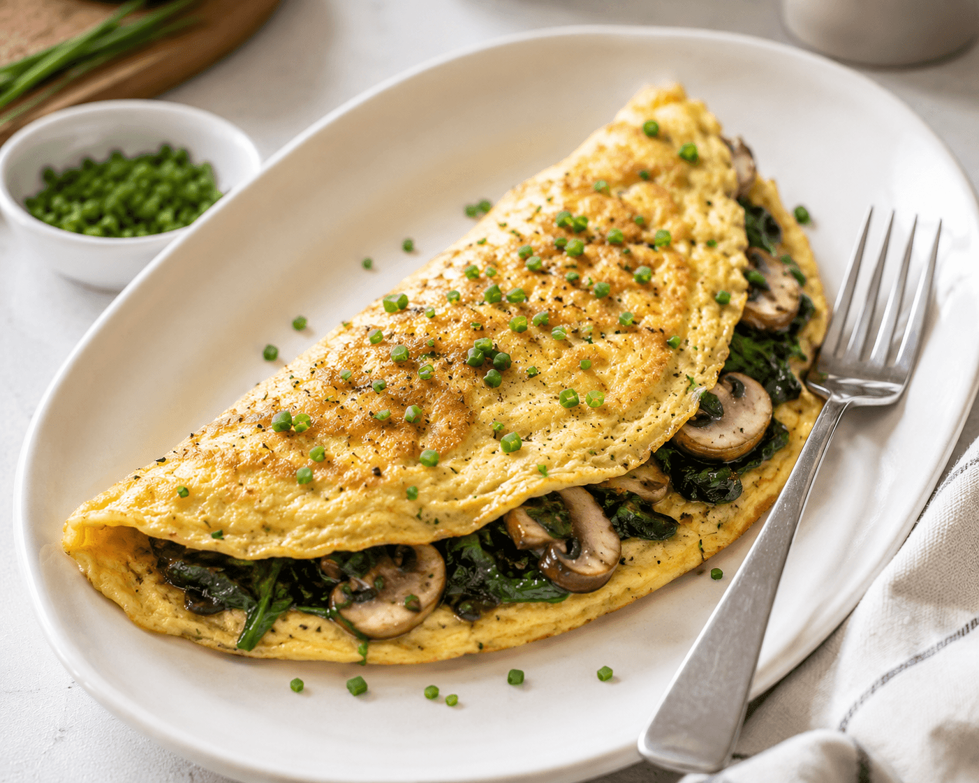 The Green Fold — Mushroom & Spinach Omelette